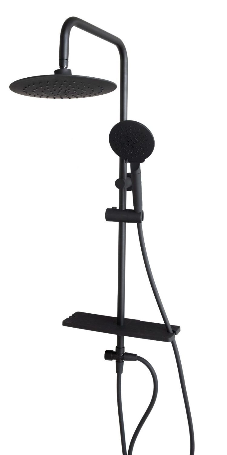 SİYAH YUVARLAK DUŞ SİSTEMİ BÜYÜK SABUNLUKLU